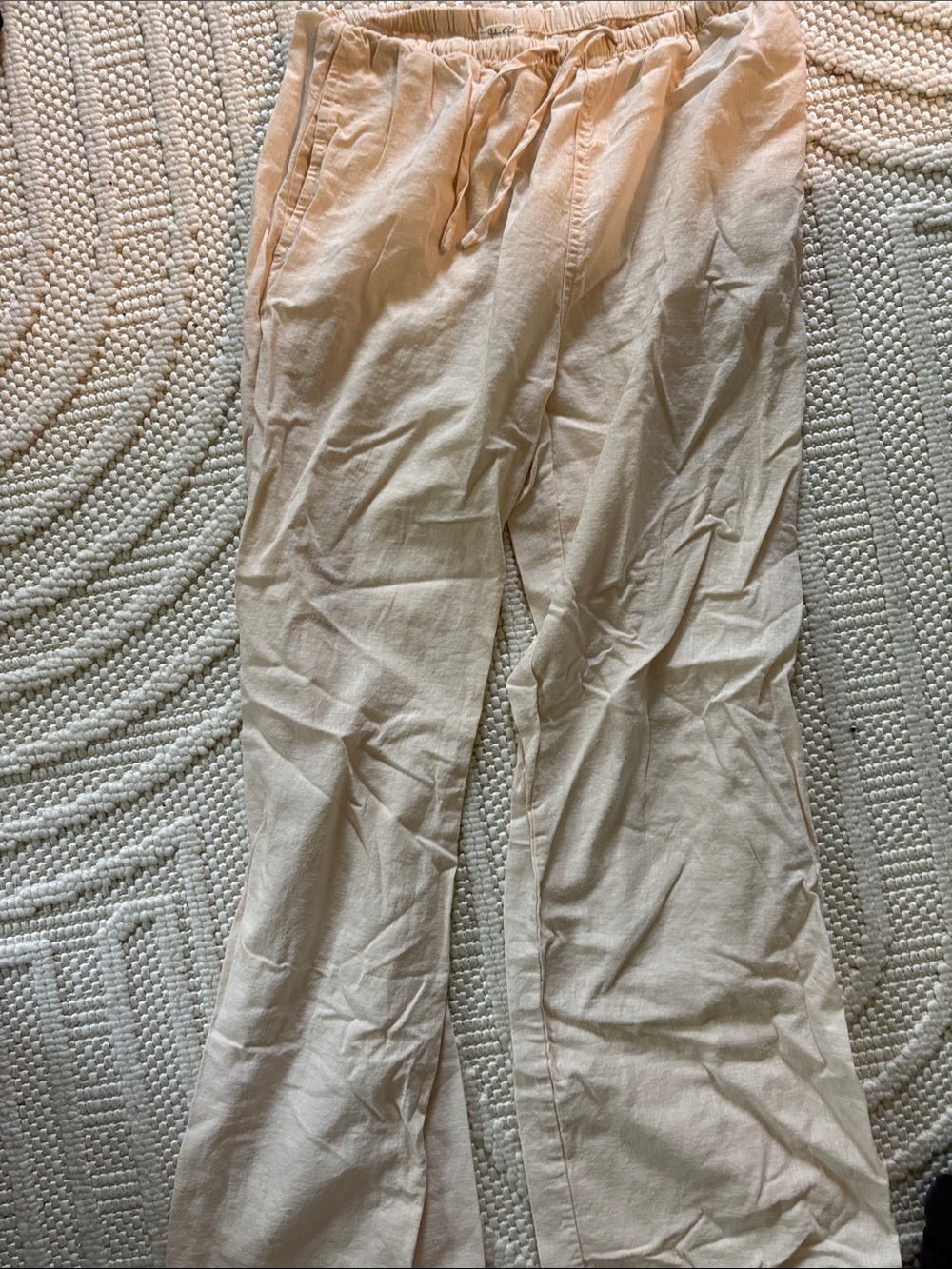 Brandy Melville Cream Wide-Leg Drawstring Pants
